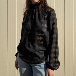 Shear black silky burnout blouse